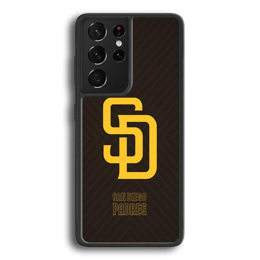San Diego Padres Shape and Emblem Samsung Galaxy S24 Ultra Case-Rubber Black (2D Case)-Oxvistore