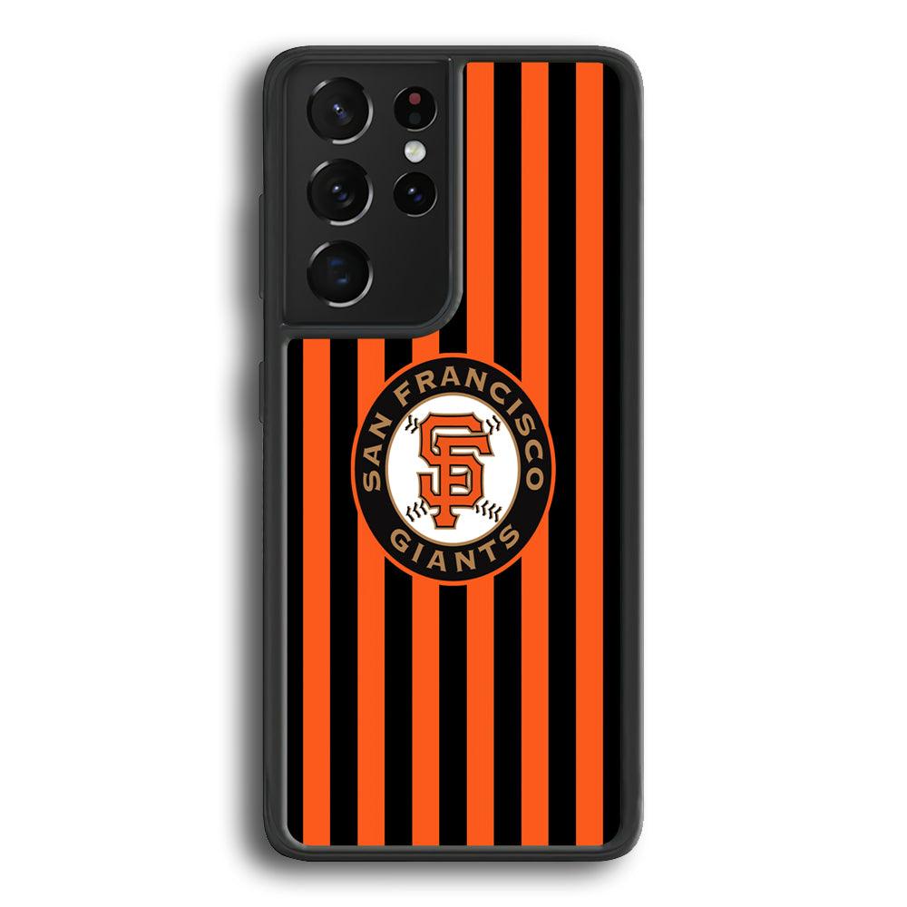 San Francisco Giants Emblem on Flag Samsung Galaxy S22 Ultra Case-Rubber Black (2D Case)-Oxvistore