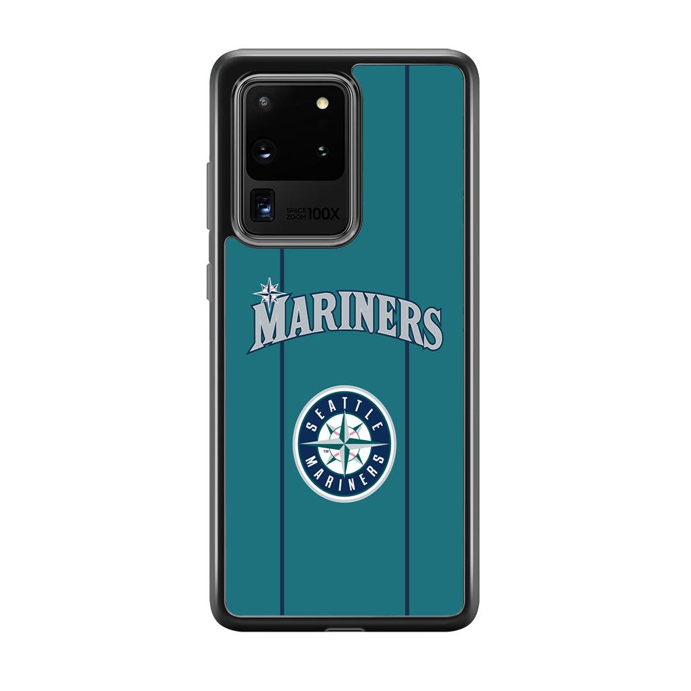 Seattle Mariners Green Blue Jersey Samsung Galaxy S20 Ultra Case-Rubber Black (2D Case)-Oxvistore