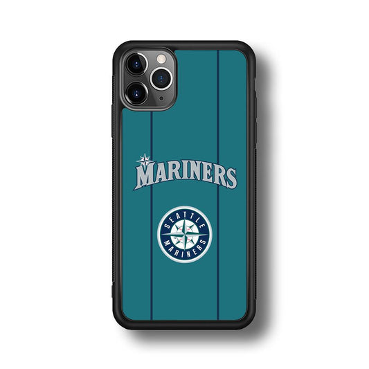 Seattle Mariners Green Blue Jersey iPhone 11 Pro Max Case-Rubber Black (2D Case)-Oxvistore