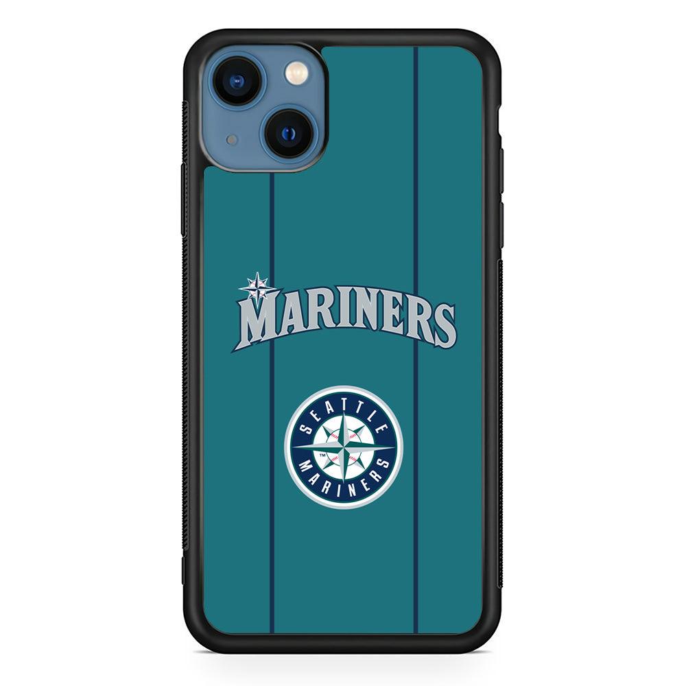 Seattle Mariners Green Blue Jersey iPhone 13 Case-Rubber Black (2D Case)-Oxvistore
