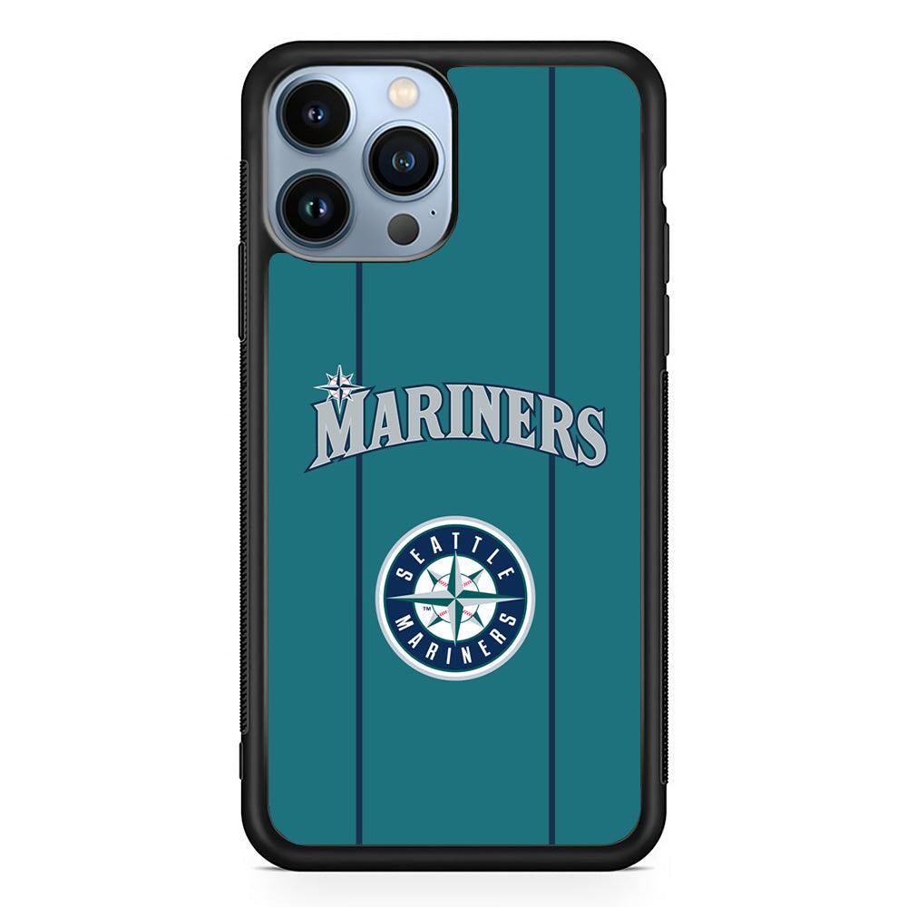 Seattle Mariners Green Blue Jersey iPhone 14 Pro Case-Rubber Black (2D Case)-Oxvistore