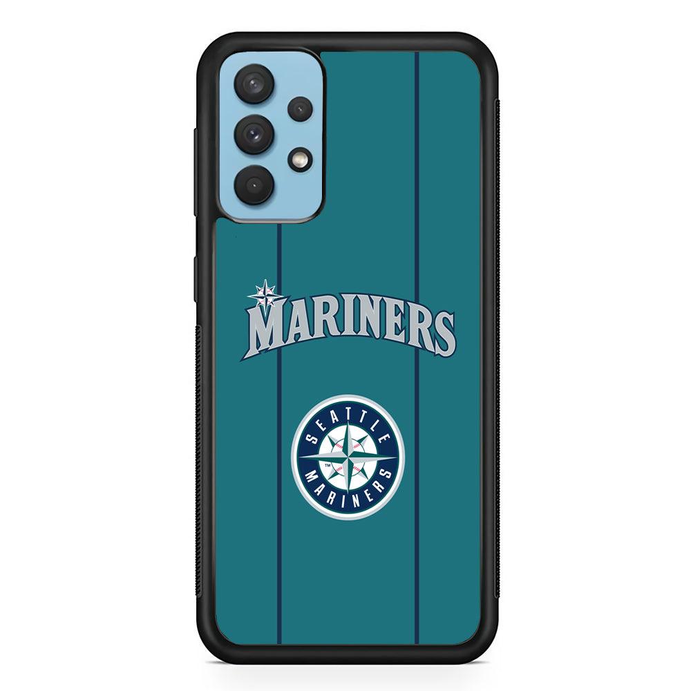 Seattle Mariners Green Blue Jersey Samsung Galaxy A32 Case-Rubber Black (2D Case)-Oxvistore