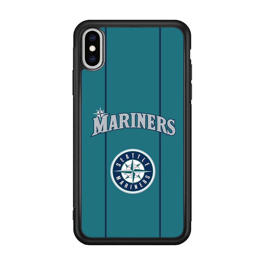 Seattle Mariners Green Blue Jersey iPhone XS Case-Rubber Black (2D Case)-Oxvistore