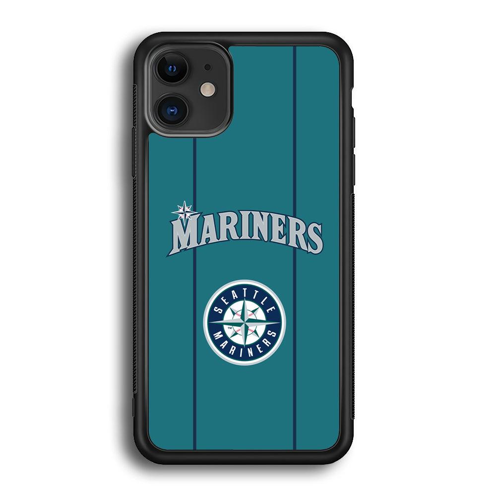 Seattle Mariners Green Blue Jersey iPhone 12 Case-Rubber Black (2D Case)-Oxvistore