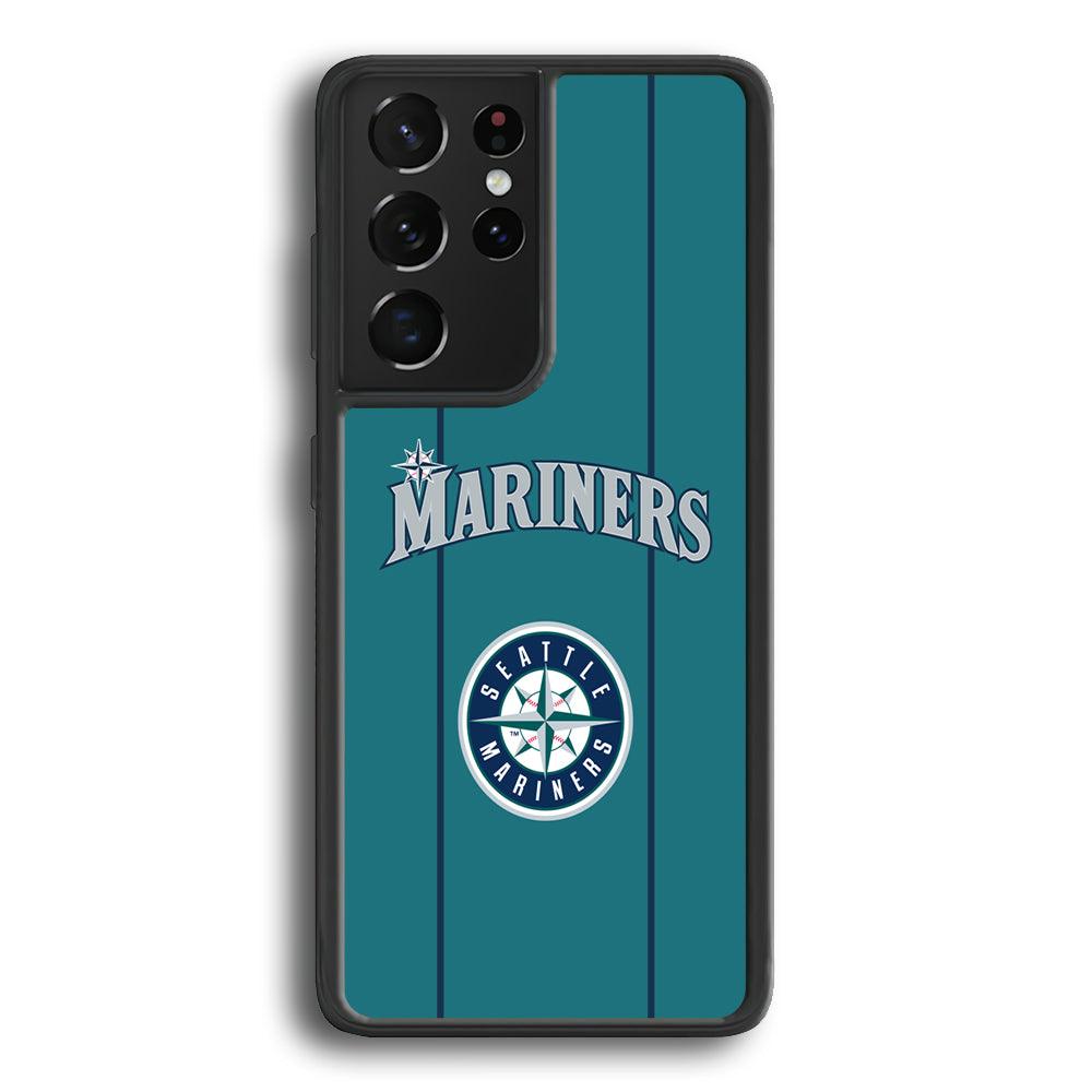 Seattle Mariners Green Blue Jersey Samsung Galaxy S21 Ultra Case-Rubber Black (2D Case)-Oxvistore