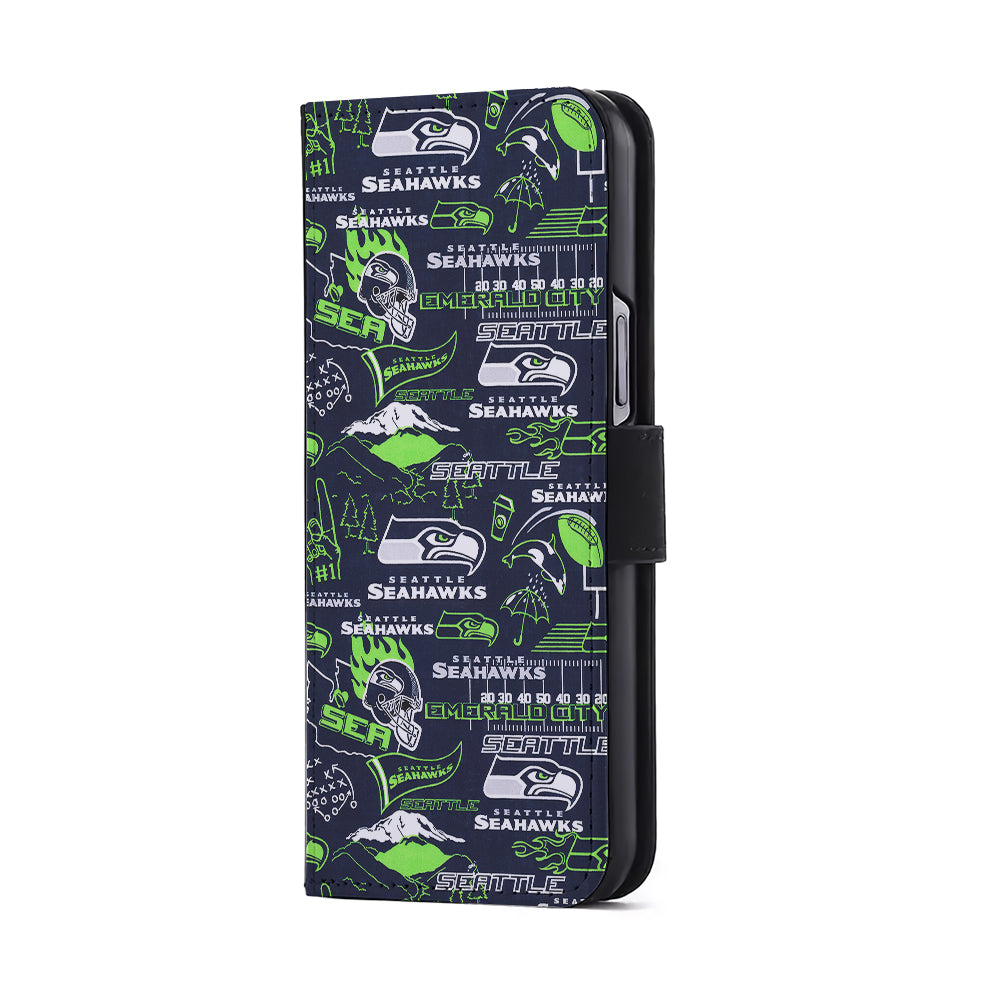 Seattle Seahawks Pattern Flip Wallet Phone Case