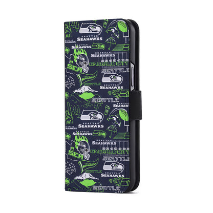 Seattle Seahawks Pattern Flip Wallet Phone Case