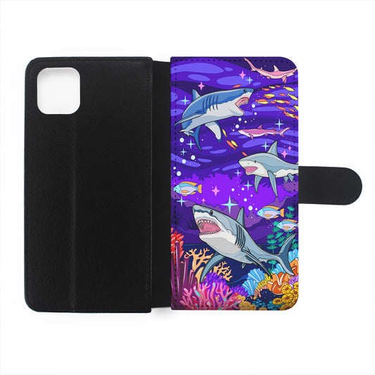 Shark Fish Cartoon Flip Wallet Phone Case