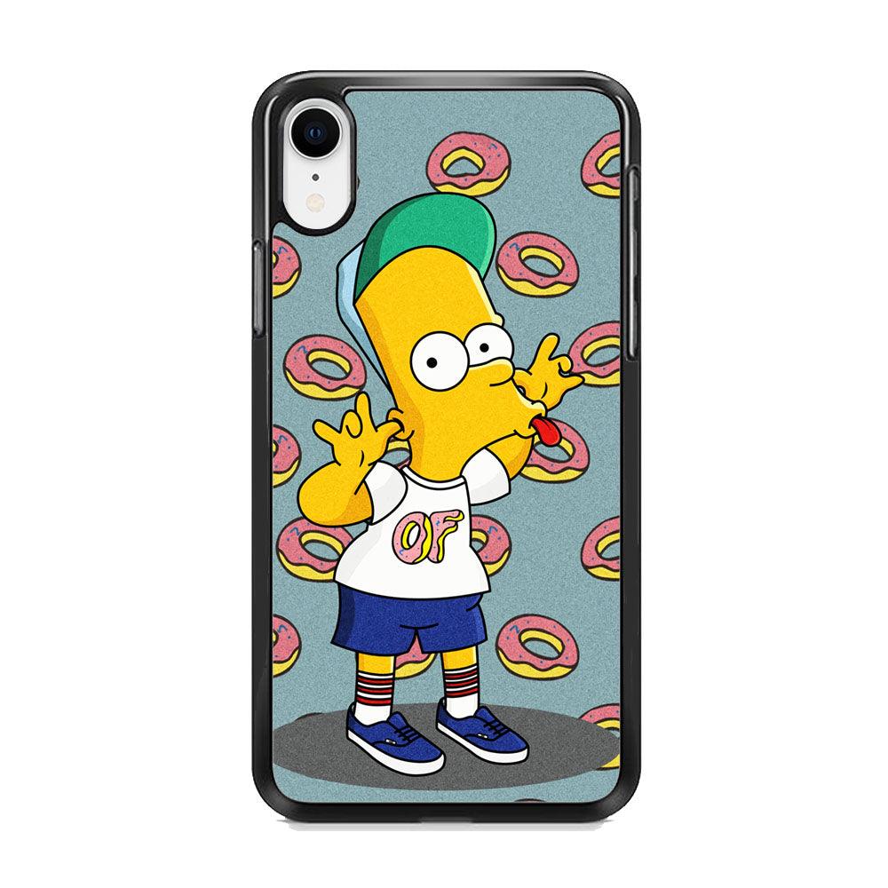 Simpsons Donuts Pattern iPhone XR Case-Rubber Black (2D Case)-Oxvistore