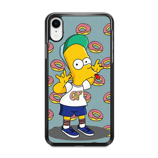 Simpsons Donuts Pattern iPhone XR Case-Rubber Black (2D Case)-Oxvistore