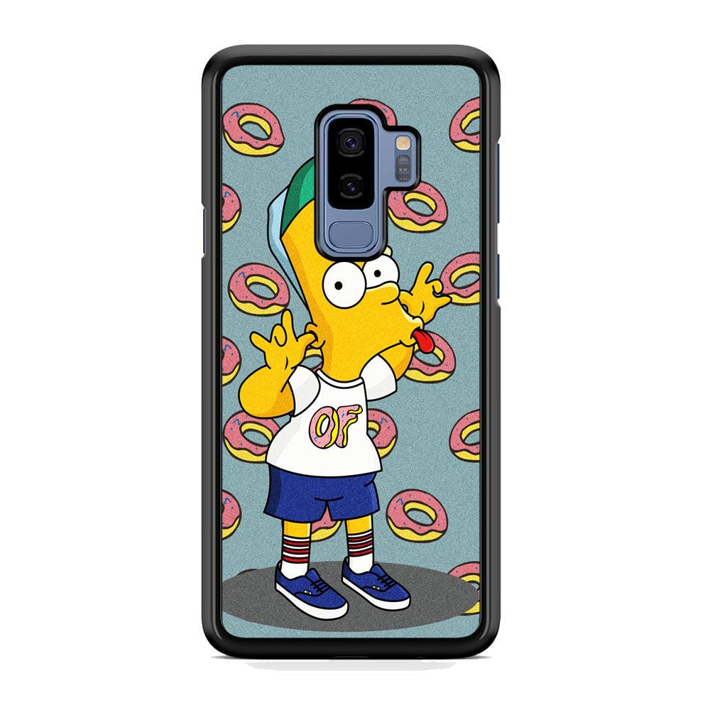 Simpsons Donuts Pattern Samsung Galaxy S9 Plus Case-Rubber Black (2D Case)-Oxvistore