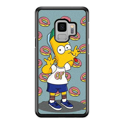 Simpsons Donuts Pattern Samsung Galaxy S9 Case-Rubber Black (2D Case)-Oxvistore