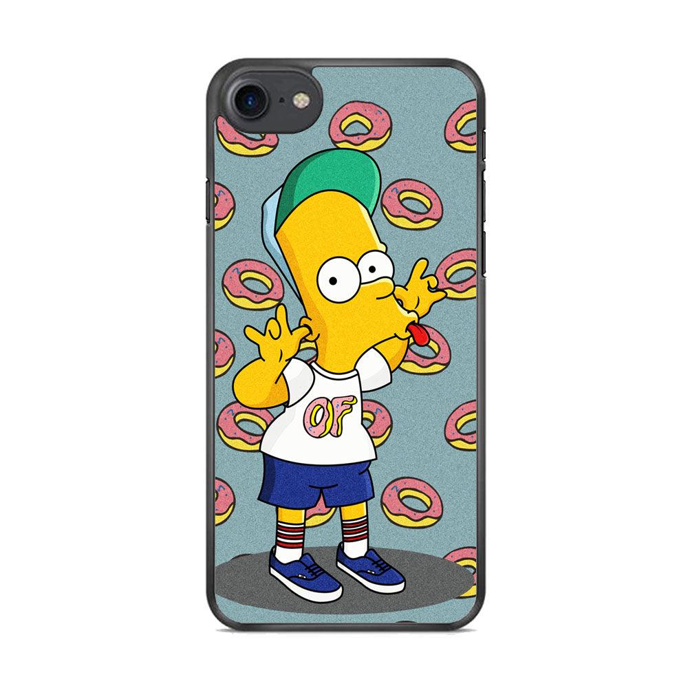Simpsons Donuts Pattern iPhone 7 Case-Rubber Black (2D Case)-Oxvistore