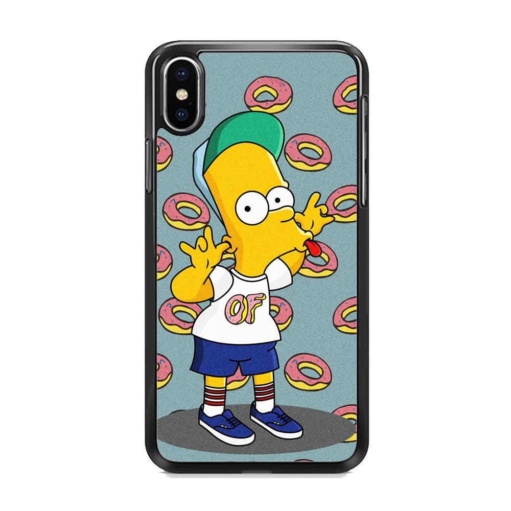 Simpsons Donuts Pattern iPhone XS Case-Rubber Black (2D Case)-Oxvistore