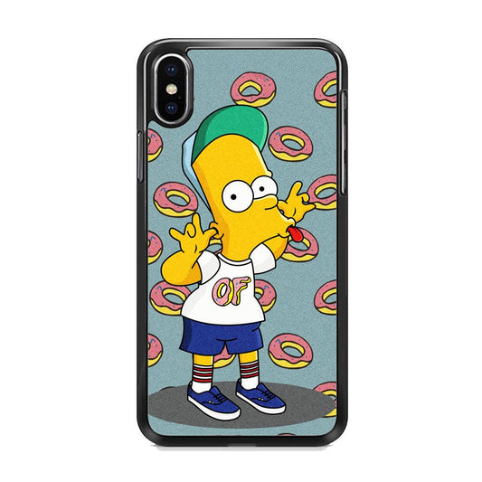 Simpsons Donuts Pattern iPhone XS MAX Case-Rubber Black (2D Case)-Oxvistore