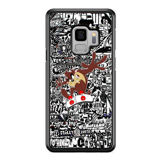 Skate with Taz Samsung Galaxy S9 Case-Rubber White (2D Case)-Oxvistore