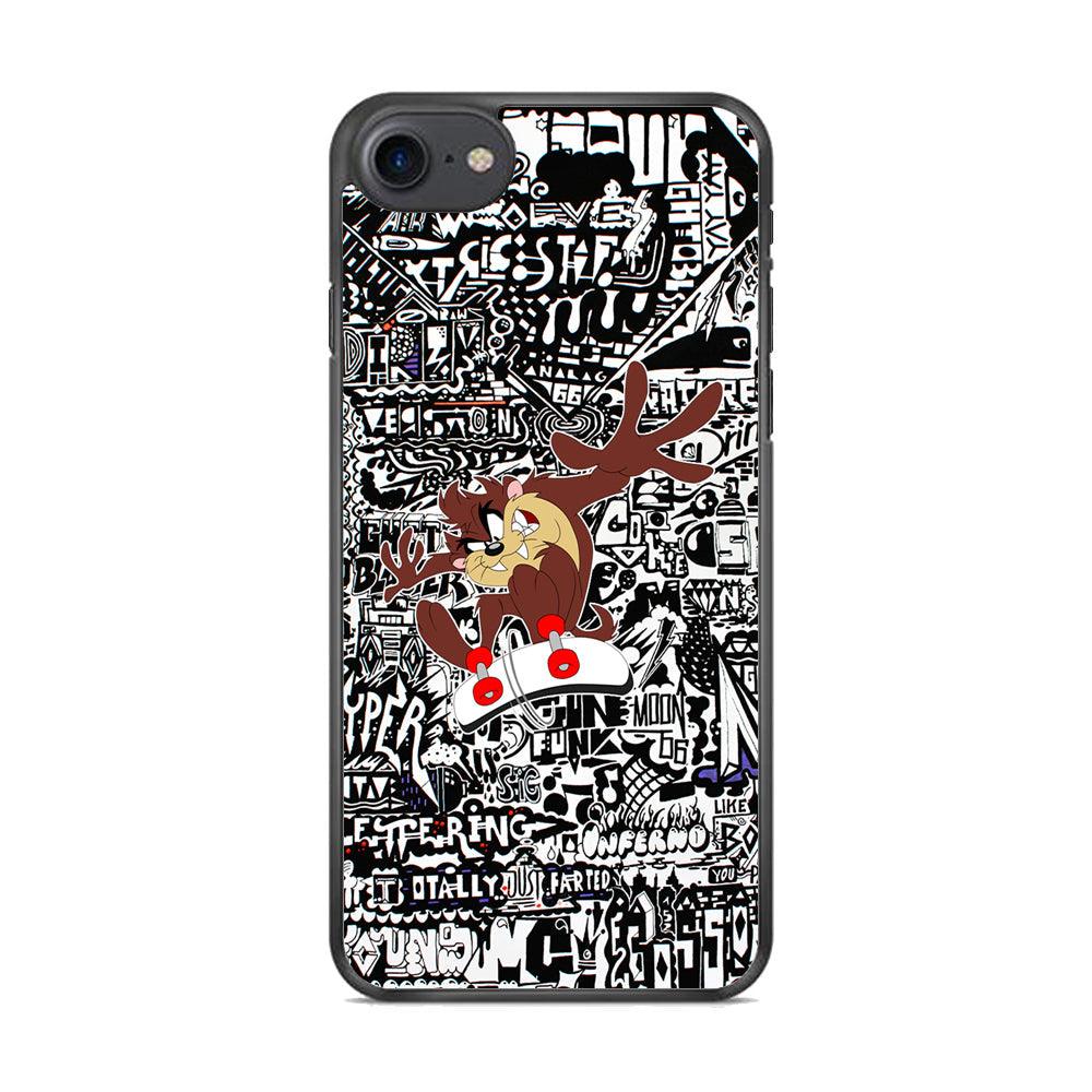 Skate with Taz iPhone 7 Case-Rubber Black (2D Case)-Oxvistore