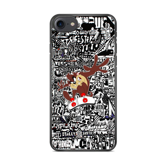 Skate with Taz iPhone 7 Case-Rubber Black (2D Case)-Oxvistore