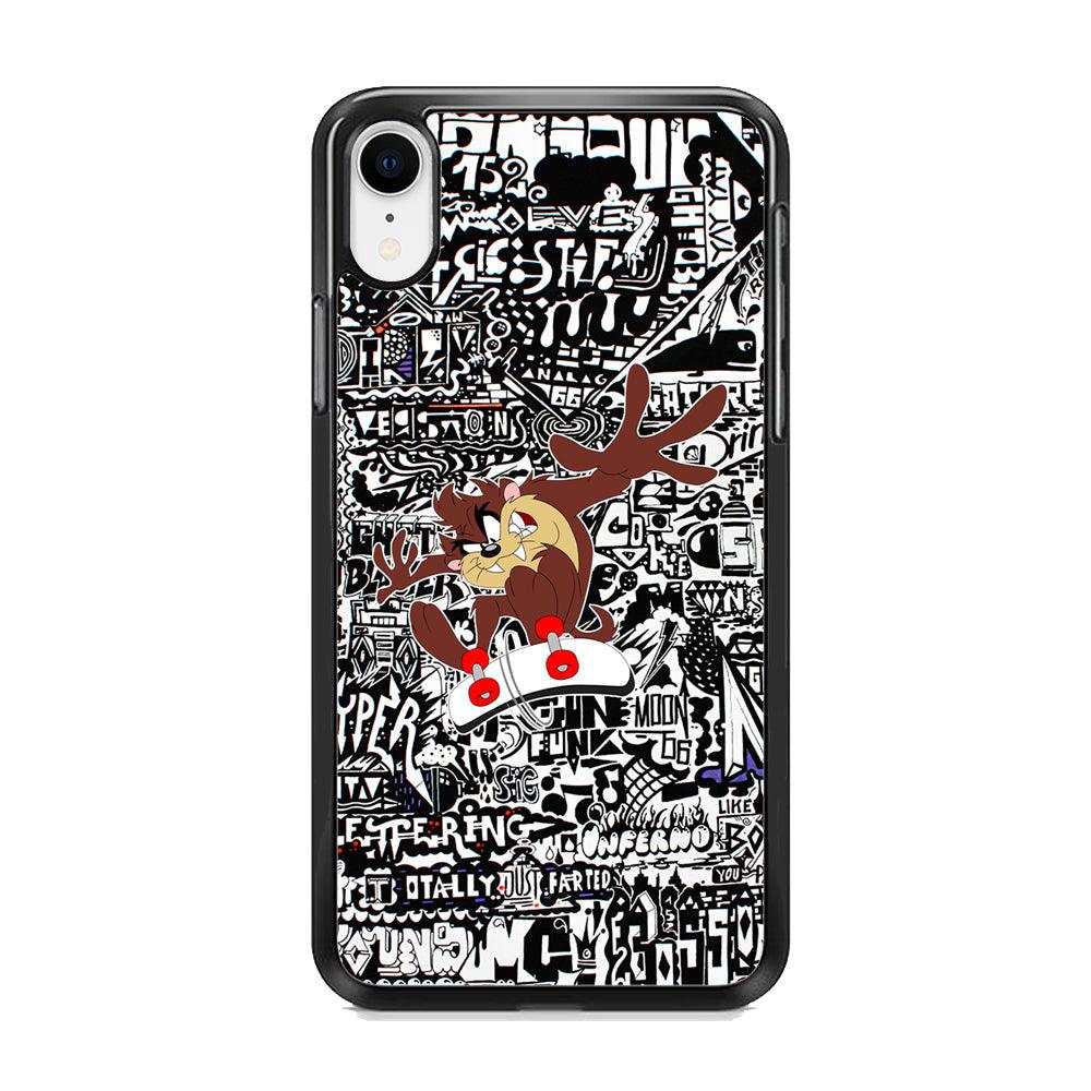 Skate with Taz iPhone XR Case-Rubber Black (2D Case)-Oxvistore