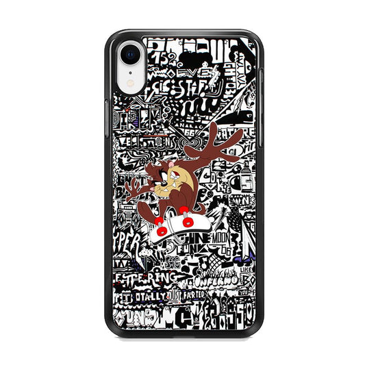 Skate with Taz iPhone XR Case-Rubber Black (2D Case)-Oxvistore