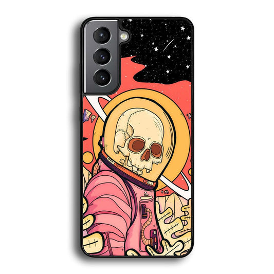 Skull Astronauts In Action Samsung Galaxy S22 Case-Rubber White (2D Case)-Oxvistore