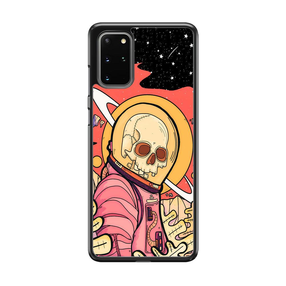 Skull Astronauts In Action Samsung Galaxy S20 Plus Case-Rubber White (2D Case)-Oxvistore