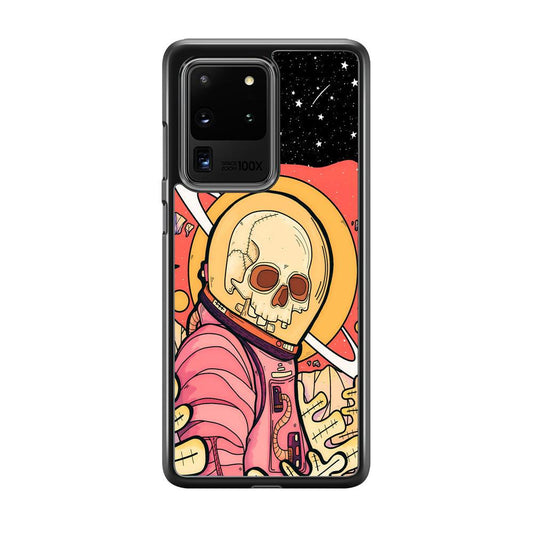 Skull Astronauts In Action Samsung Galaxy S20 Ultra Case-Rubber White (2D Case)-Oxvistore