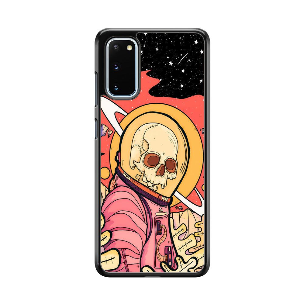 Skull Astronauts In Action Samsung Galaxy S20 Case-Rubber White (2D Case)-Oxvistore