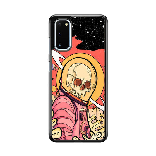Skull Astronauts In Action Samsung Galaxy S20 Case-Rubber White (2D Case)-Oxvistore