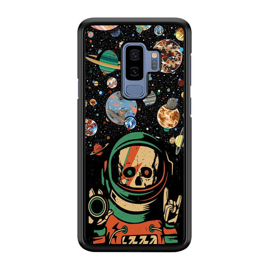 Skull on The Space Samsung Galaxy S9 Plus Case-Rubber Black (2D Case)-Oxvistore