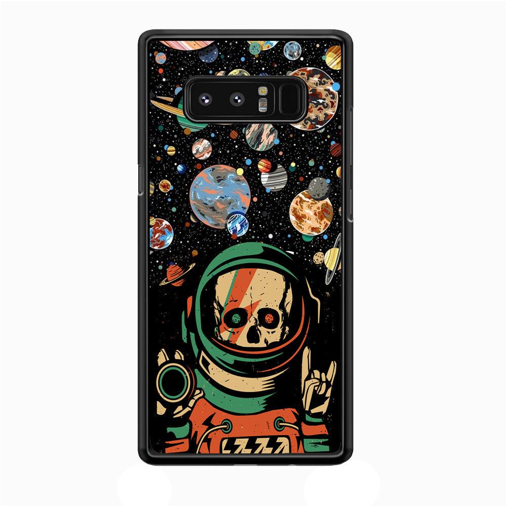 Skull on The Space Samsung Galaxy Note 8 Case-Rubber Black (2D Case)-Oxvistore