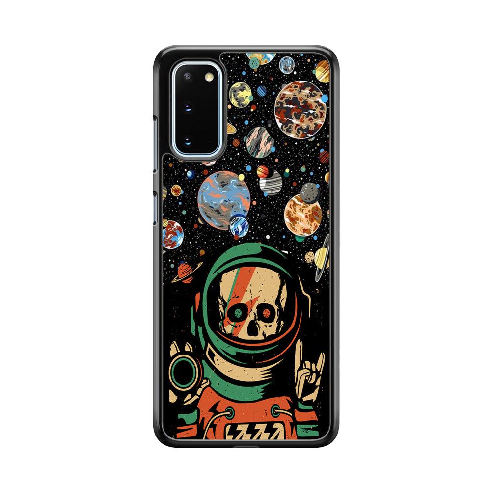 Skull on The Space Samsung Galaxy S20 Case-Rubber White (2D Case)-Oxvistore