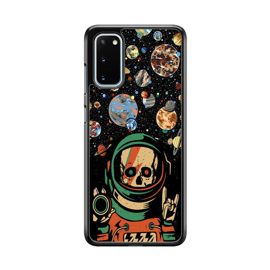 Skull on The Space Samsung Galaxy S20 Case-Rubber White (2D Case)-Oxvistore
