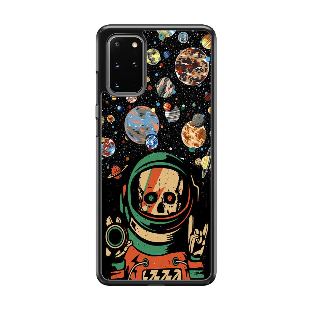 Skull on The Space Samsung Galaxy S20 Plus Case-Rubber White (2D Case)-Oxvistore