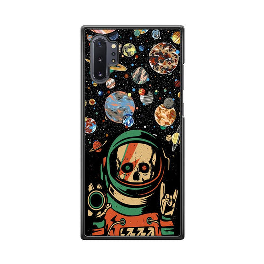 Skull on The Space Samsung Galaxy Note 10 Plus Case-Rubber White (2D Case)-Oxvistore