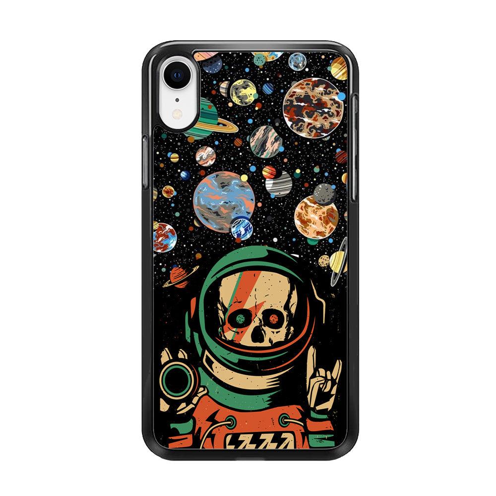 Skull on The Space iPhone XR Case-Rubber Black (2D Case)-Oxvistore