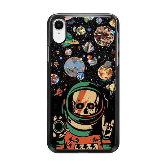 Skull on The Space iPhone XR Case-Rubber Black (2D Case)-Oxvistore
