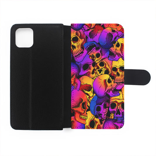 Skulls Pattern Gradient Flip Wallet Phone Case