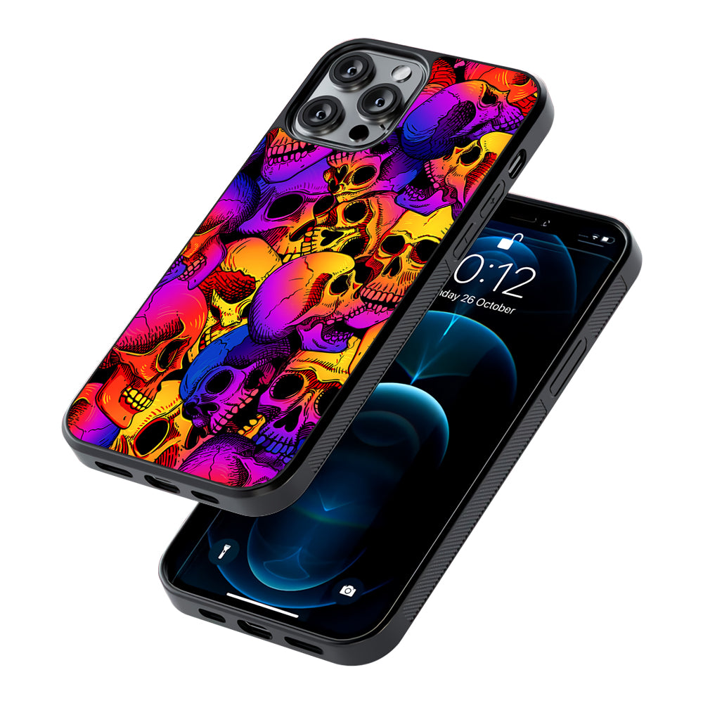 Skulls Pattern Gradient 2D Rubber Phone Case