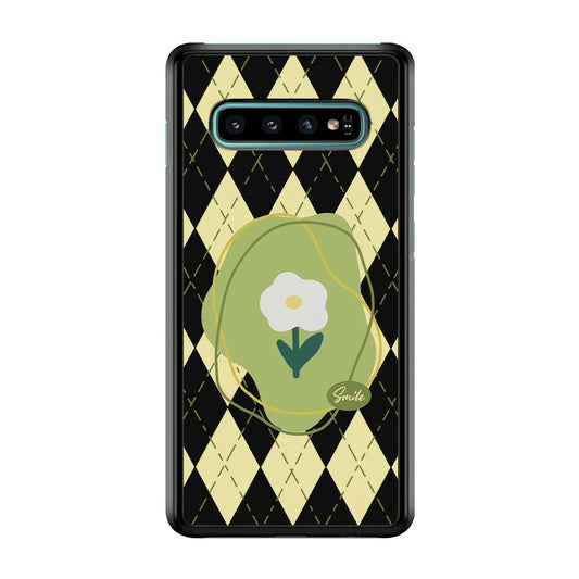 Smile Over The Flower Samsung Galaxy S10 Case-Rubber White (2D Case)-Oxvistore