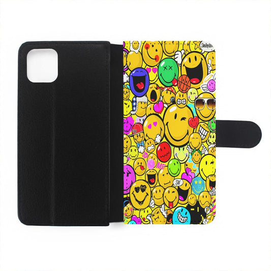 Smiley Face World Colorful Flip Wallet Phone Case-Oxvistore