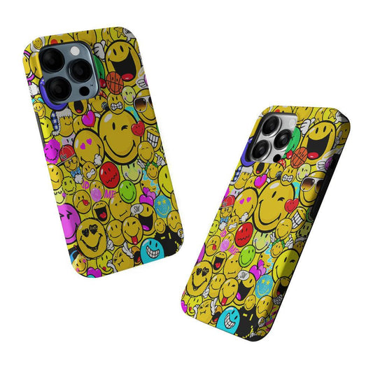 Smiley Face World Colorful 2 in 1 Tough Phone Case-Oxvistore