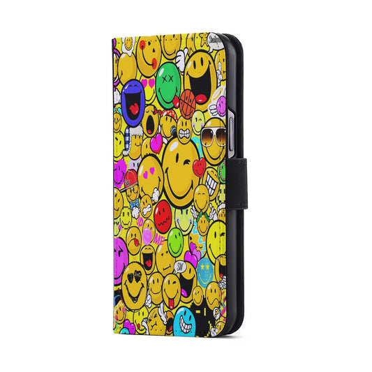 Smiley Face World Colorful Flip Wallet Phone Case-Oxvistore