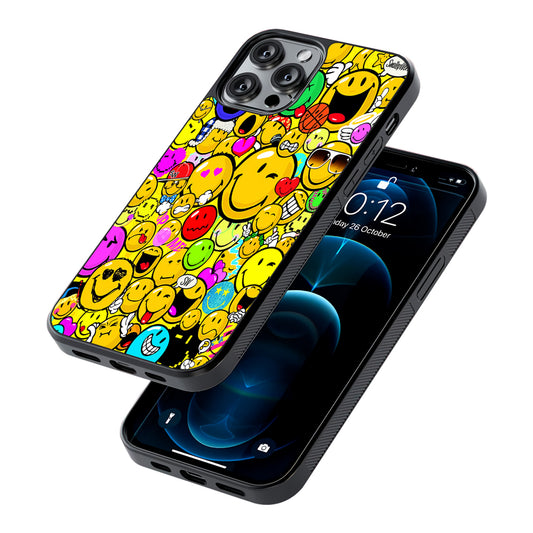 Smiley Face World Colorful 2D Rubber Phone Case