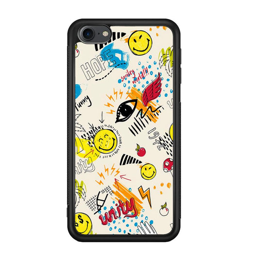 Smiley World Abstract Drawing iPod Touch 6 Case-Rubber Black (2D Case)-Oxvistore