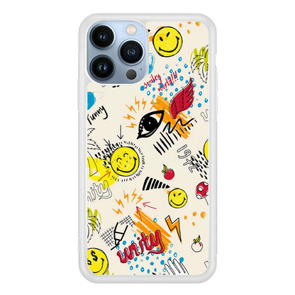 Smiley World Abstract Drawing iPhone 14 Pro Max Case-Oxvistore