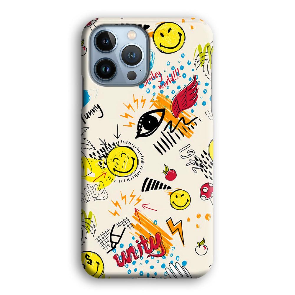 Smiley World Abstract Drawing iPhone 15 Pro Max Case-Oxvistore