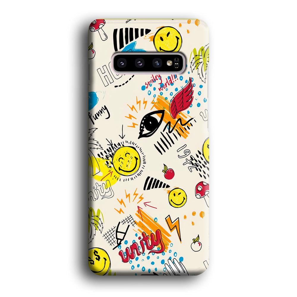 Smiley World Abstract Drawing Samsung Galaxy S10 Case-Oxvistore