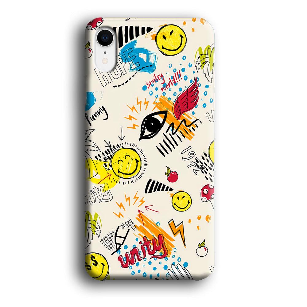 Smiley World Abstract Drawing iPhone XR Case-Oxvistore